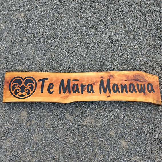 Wooden Business Sign - Te Mara Manawa