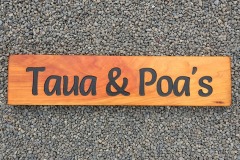 Carved Timber Sign - Taua & Poa's