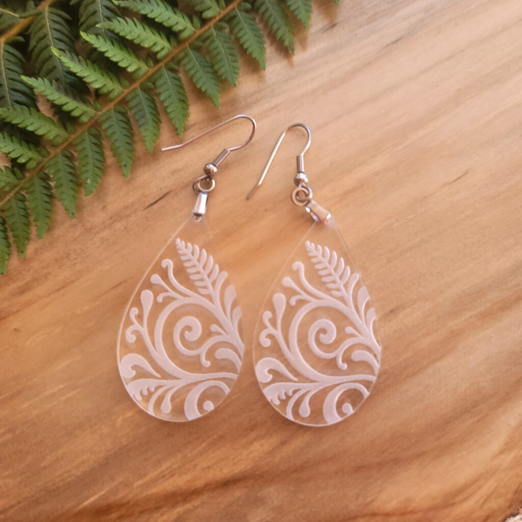 Acrylic Earrings – Fern Branch - Samsara