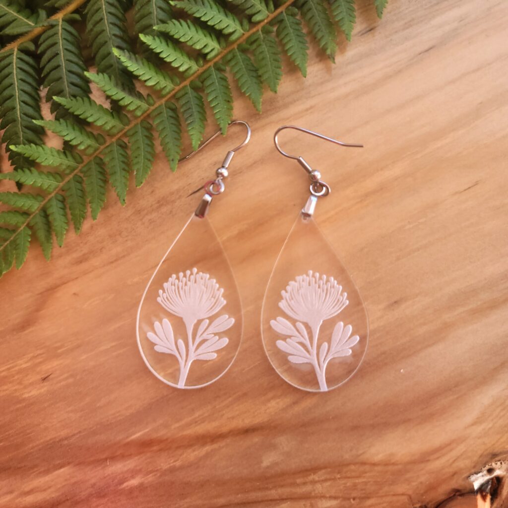 Acrylic Earrings – Pohutukawa Flower - Samsara